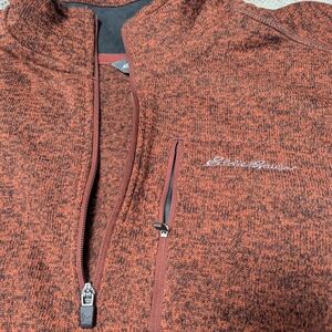 Eddie Bauer Brown Zip Up Sweater Cozy Knit